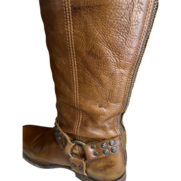Frye Phillip Studded Engineer Harness Tall Knee High Riding Boots Brown 7.5 - Picture 8 of 12